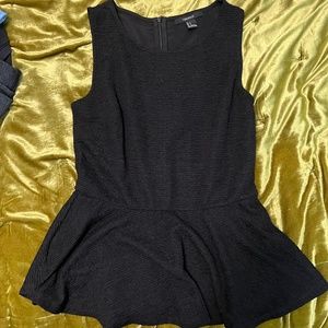 Black textured peplum top